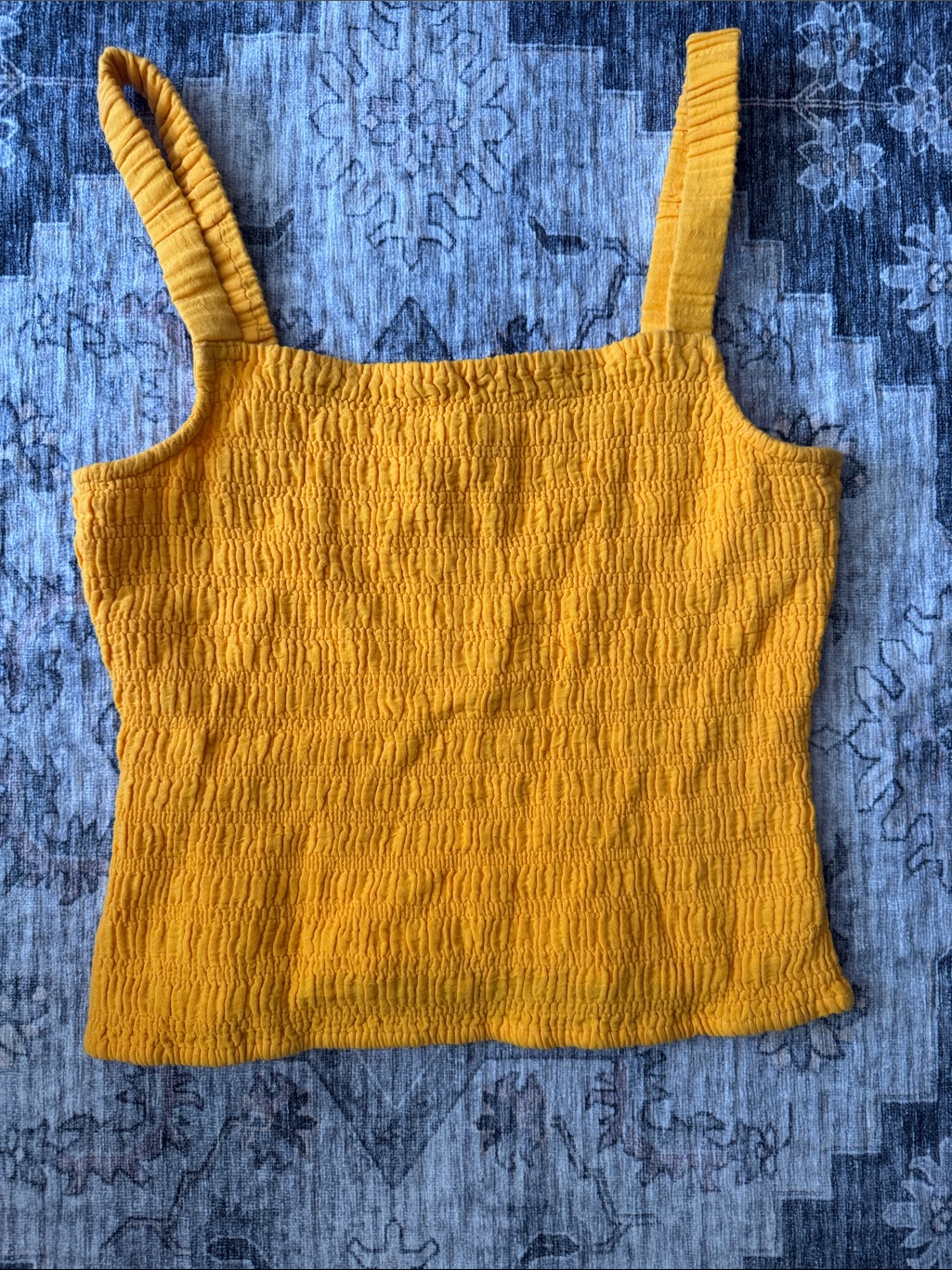 Smocked Crop Tank Top Mustard Yellow